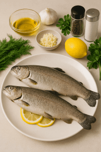 trout recipe, healthy fish, baked trout, grilled trout, omega-3 fish, rainbow trout, clean eating, seafood dinner, protein-rich meals, Mediterranean diet, easy fish recipe, low-calorie dinner, sustainable seafood, heart-healthy, garlic lemon trout, quick dinner ideas, fresh herbs, pescatarian, simple fish recipe, trout nutrition, weeknight meals, fish lovers, wholesome food, lean protein, seafood recipe, trout fillet, oven-baked trout, brain health, vitamin-rich meal, low mercury fish