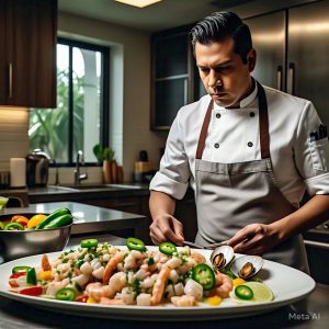 Seafood Ceviche, Shrimp, Scallops, Mussels, Lime Juice, Cilantro, Jalapeño, Onion, Bell Pepper, Seafood Recipe, Ceviche Recipe, Mexican Cuisine, Peruvian Cuisine, Seafood Lover, Foodie, Fresh Seafood, Healthy Recipe, Low-Calorie Recipe, Protein-Rich Recipe, Seafood Marinade, Citrus Marinade.