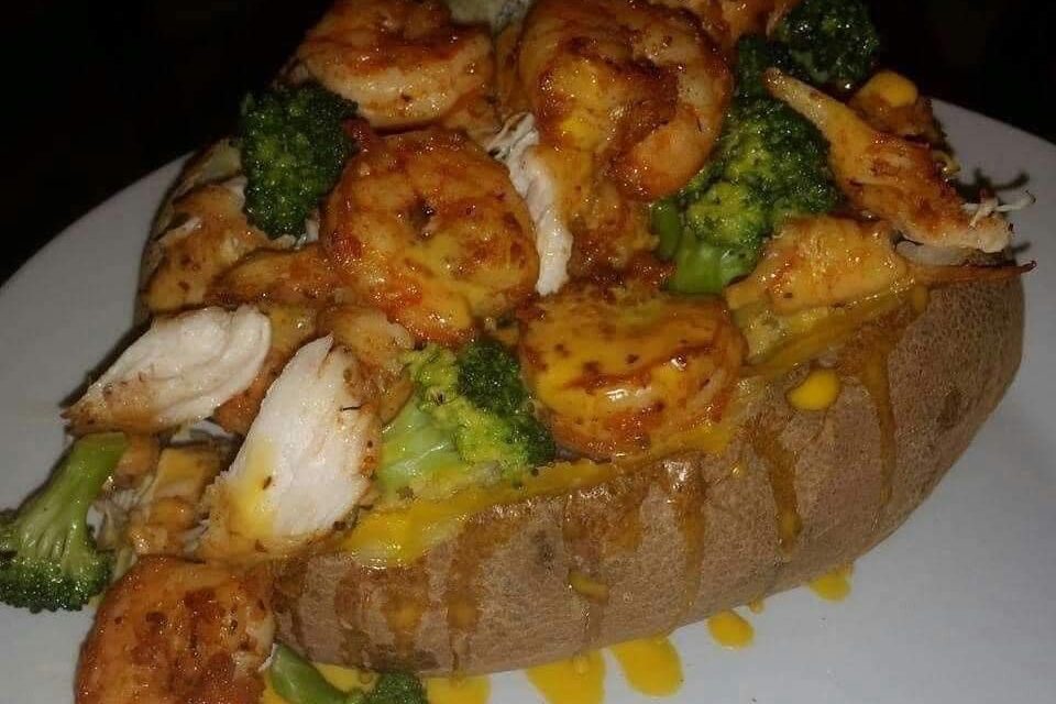 Stuffed Baked Potatoes with Shrimp recipe