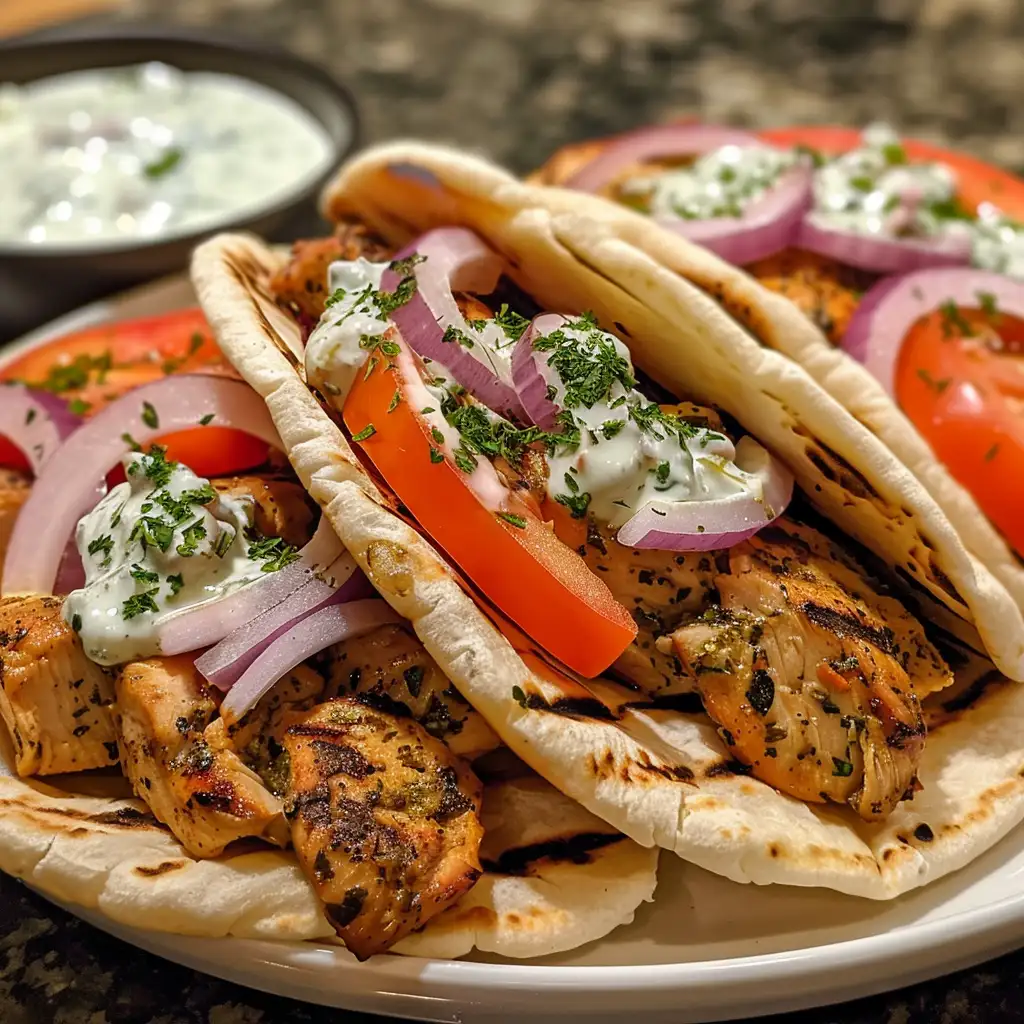 grilled chicken gyros, homemade gyro recipe, Chef Ed chicken gyros, Greek chicken wrap, Mediterranean street food, tzatziki sauce, easy gyro wrap, pita sandwich, healthy Greek recipe, summer grilling ideas