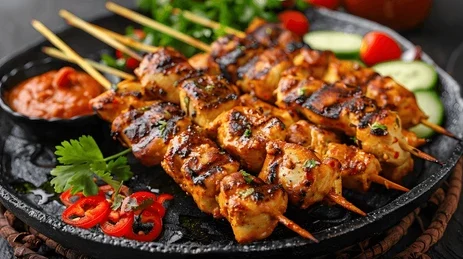 Grilled Chicken Skewers in Red Sauce Recipe