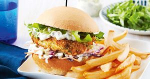 breaded fish burger, Chef Ed fish sandwich, crispy fish fillet, homemade tartar sauce, fish sandwich recipe, french fries, buttered buns, cod burger, panko fish, healthy fast food, athlete-friendly meal, tomato and lettuce burger, post workout sandwich, fish and chips sandwich, tartar sauce recipe, crispy fish sandwich, easy fish burger, gourmet fish burger, classic American lunch, comfort food recipe, chef ed kitchen, pan-fried fish, golden breaded fish, toasted sandwich buns, double fried fries, high protein sandwich, crispy seafood burger, dill pickles, red onion topping, chef ed burger recipe